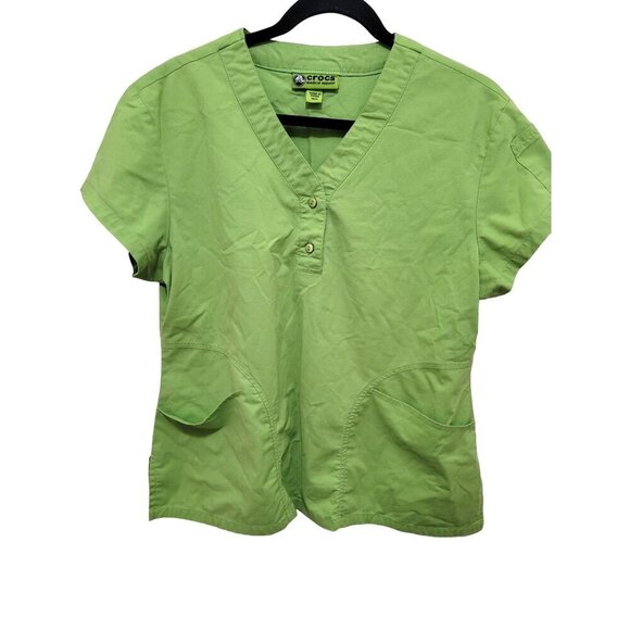 Crocs Medical Apparel Green V-Neck Scrub Top With Pockets M - Picture 1 of 10